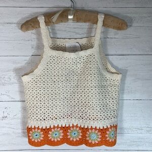 Zara crochet tank top girls size 11-12 floral hem